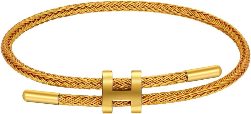 AIMADE Store Bracelets for Women Adjustable Charm Bracelet, 18k Gold-plated Buckle Design Titanium Steel Wire Rope Women's Gift Jewelry - Image 1